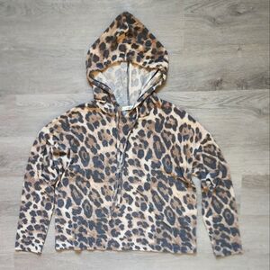 Cherish Women's Animal Print Long Sleeve Pullover Crop Hooded Sweatshirt Small
